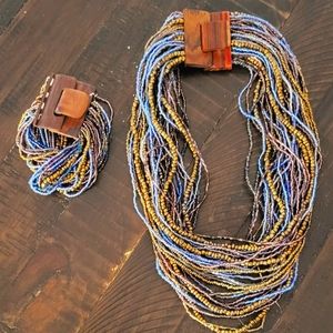 Beaded necklace and bracelet set.
